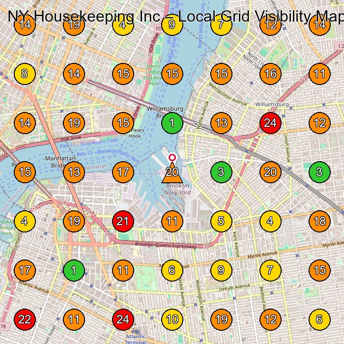 NY Housekeeping Inc House Cleaning Service GeoGrid ranking map for None